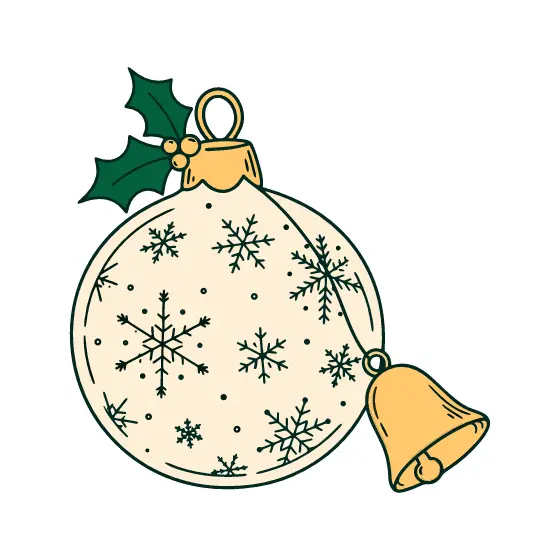 Snowflake Bauble With Bell on Right
