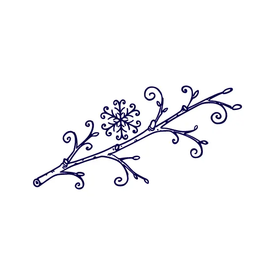 Diagonal Navy Twig With Snowflake