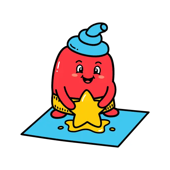 Red Glue Stick Pressing Yellow Star