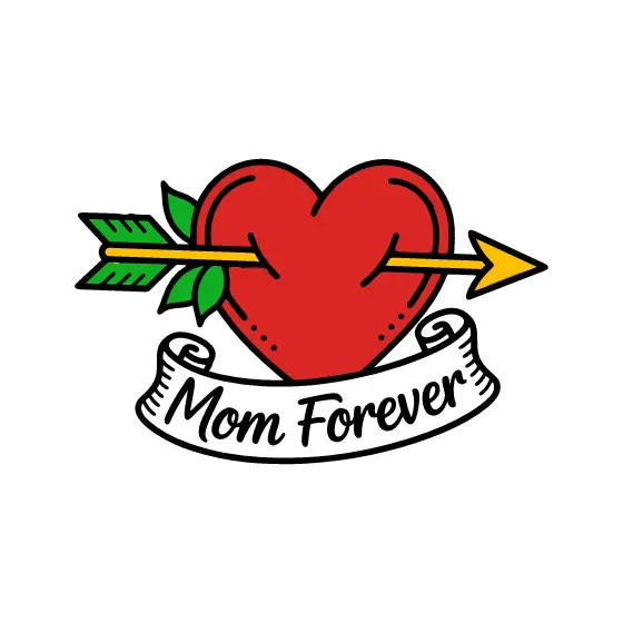 Red Heart Arrow Mom Forever Banner