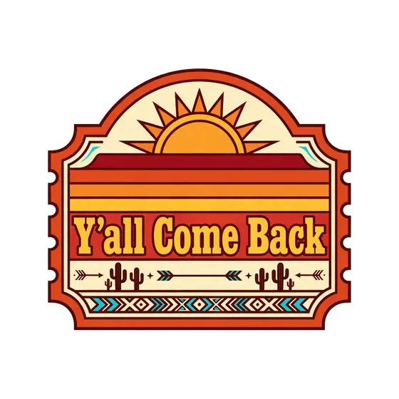 Orange Ticket Label Y'all Come Back