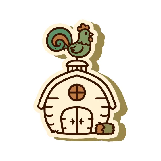 Round Barn With Weathervane Rooster