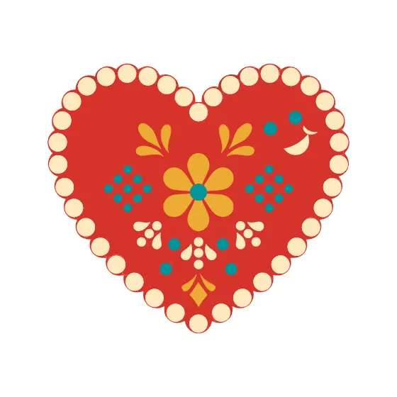 Red Heart With Cream Scalloped Edge