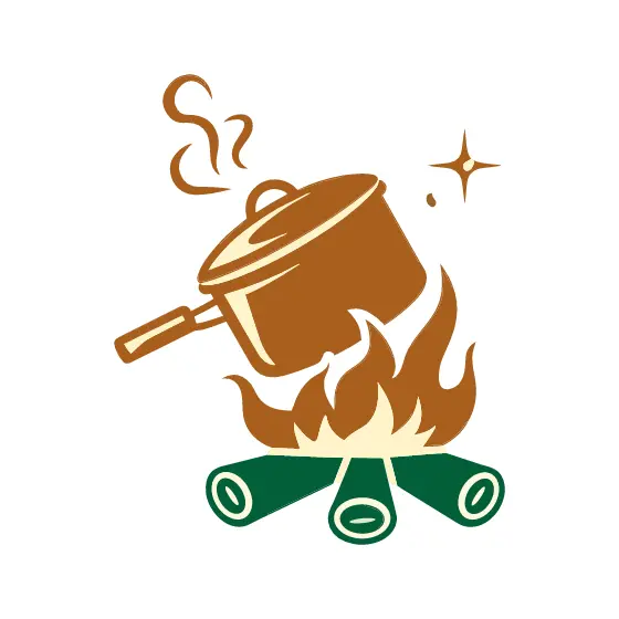Pot Tilted Above Campfire Flames
