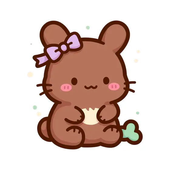 Kawaii Chocolate Bunny With Lavender Bow