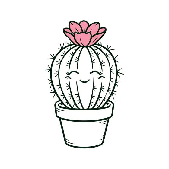 Smiling Cactus With Pink Crown Bloom