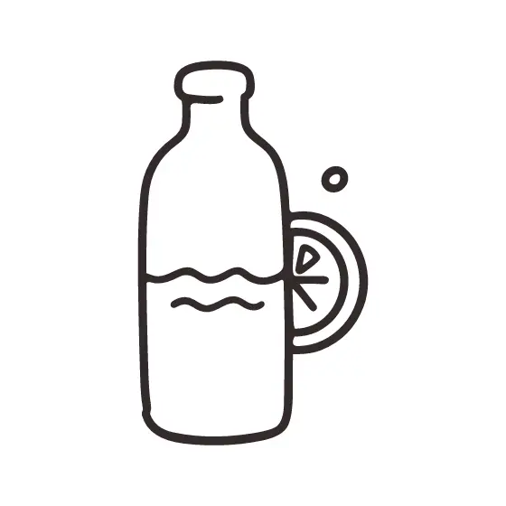 Water Bottle With Lemon Slice Side