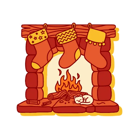 Stone Fireplace With Three Stockings
