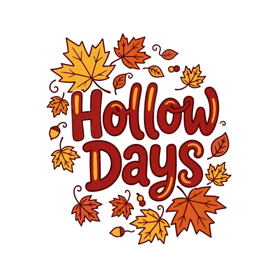 Hollow Days Framed By Red Autumn Leaves