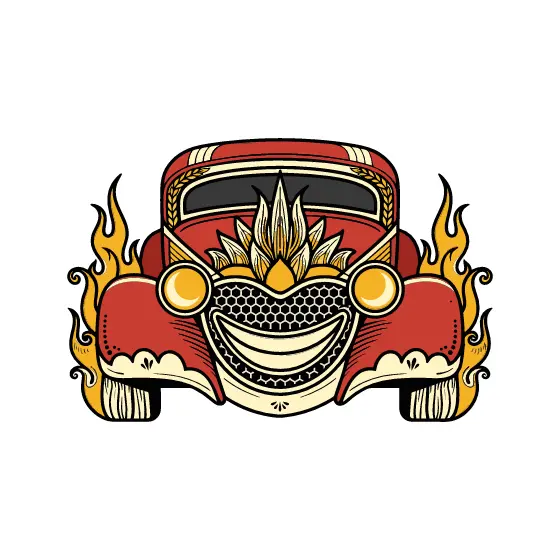 Grinning Red Vintage Car Face