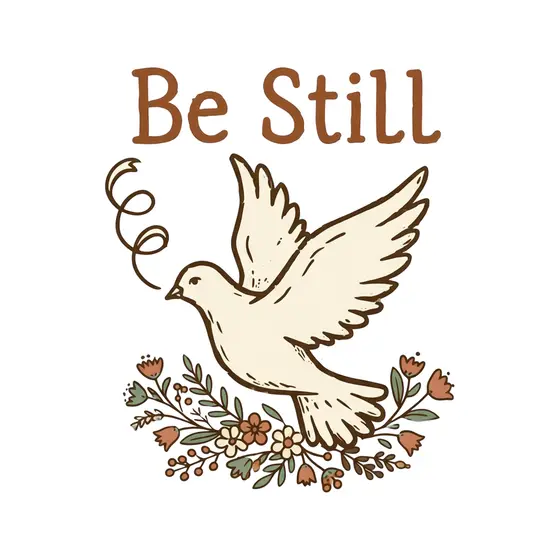 Brown Text Dove Above Meadow