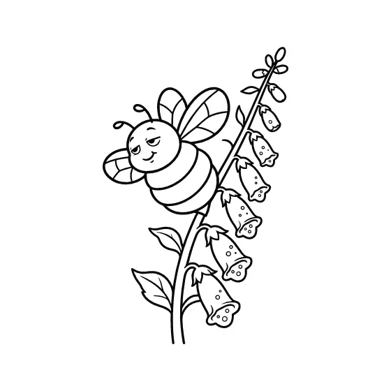 Winking Bumblebee on Foxglove Stalk