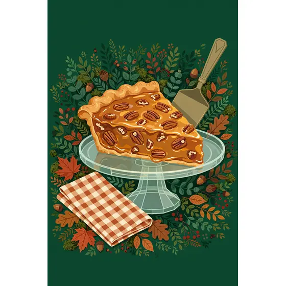 Pecan Pie Slice on Glass Stand