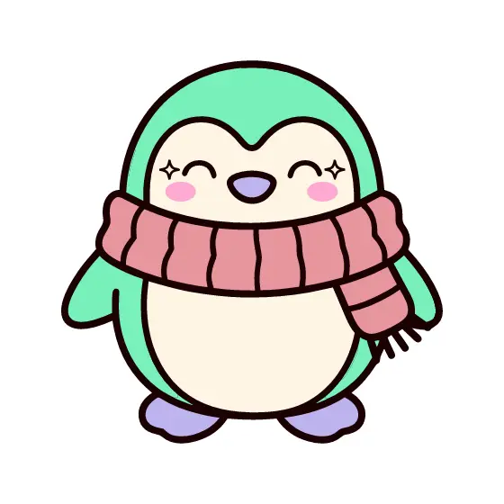 Penguin In Pink Knitted Scarf