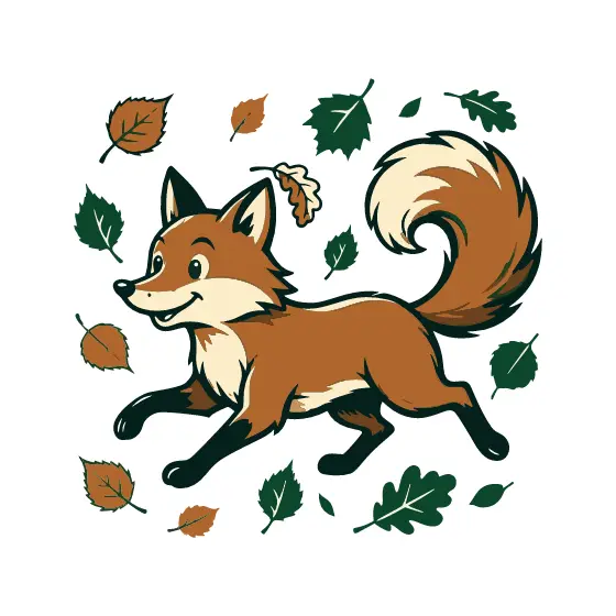 Cheerful Fox With Scattered Birch Leaves