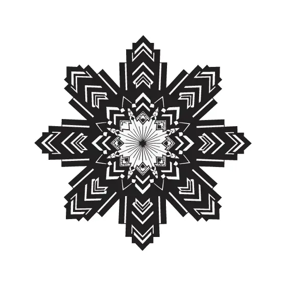 Chevron-Patterned Radial Snowflake Mandala