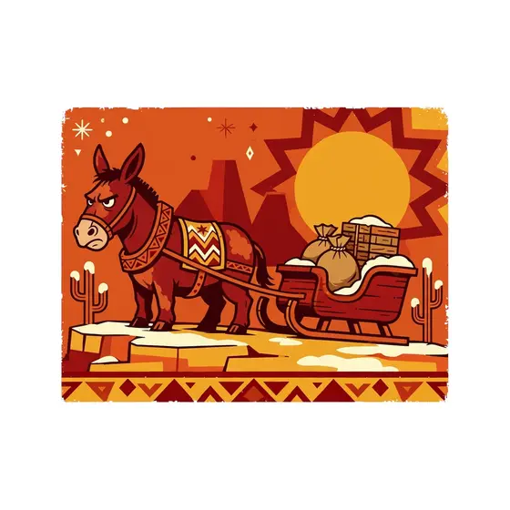 Mule With Sack-Laden Sleigh