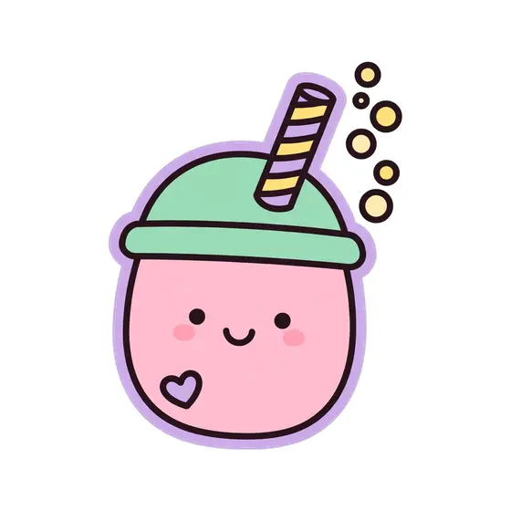 Pink Soda Cup With Striped Straw
