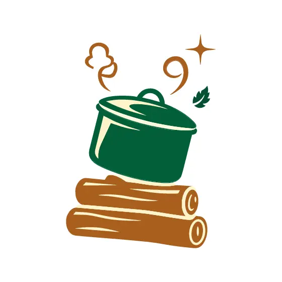 Green Pot on Stacked Logs