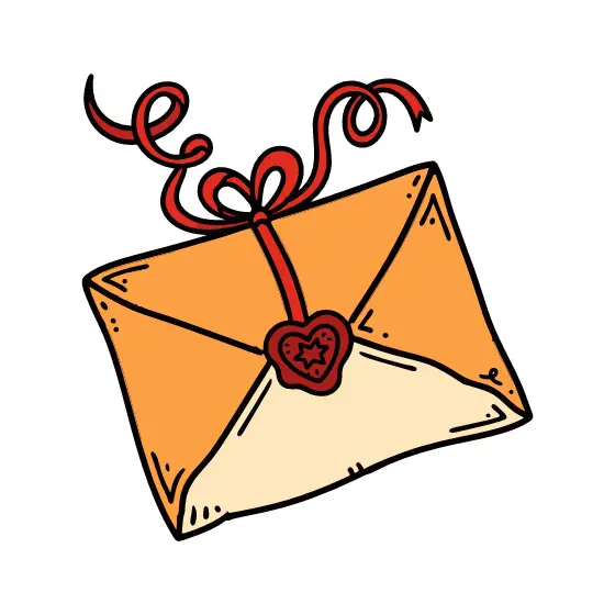 Cream-Lined Envelope With Red Ribbon