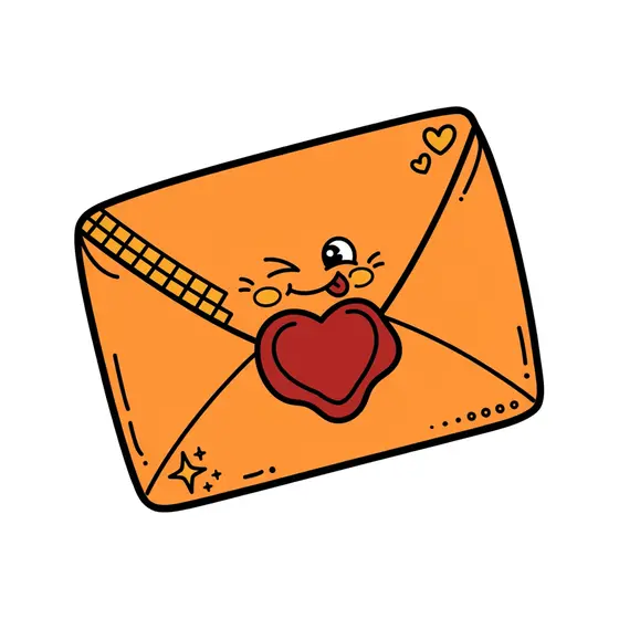 Winking Envelope With Mini Hearts