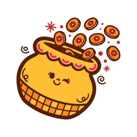 Winking Mustard Pot Tilted Coins