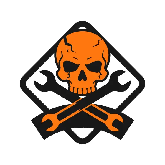 Orange Skull with Crossed Wrenches