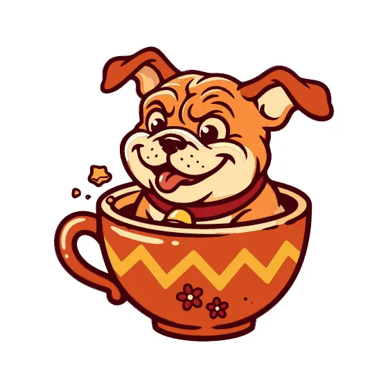 Grinning Bulldog In Orange Zigzag Teacup