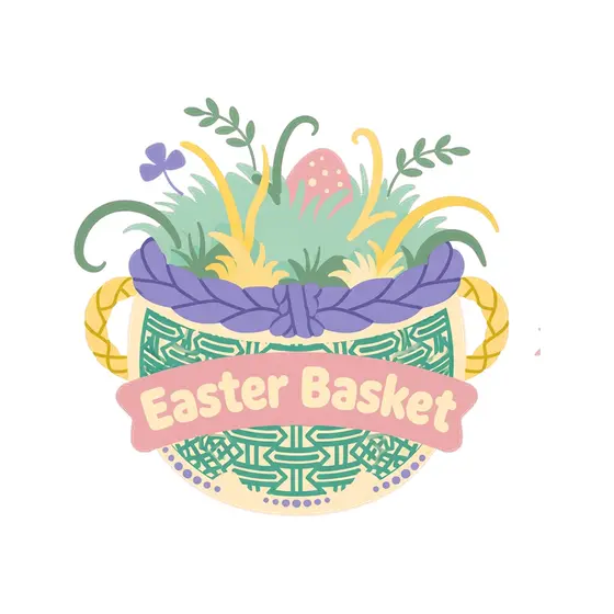 Pastel Easter Basket With Grass and Egg