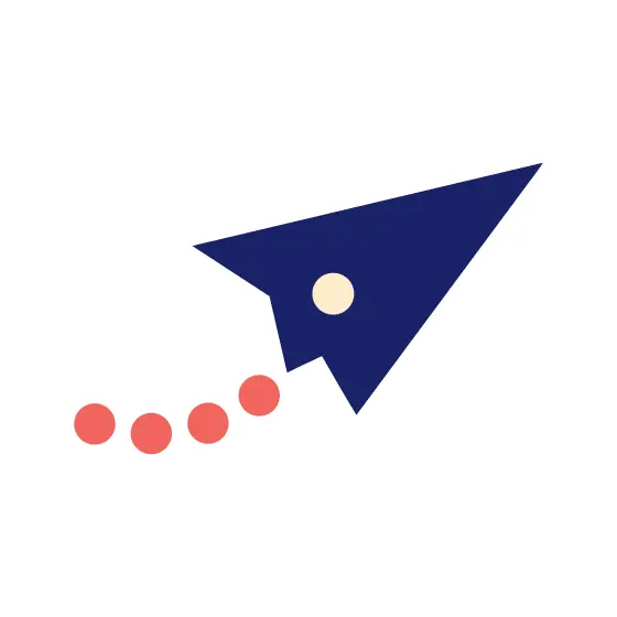 Navy Paper Plane With Cream Dot