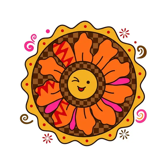 Orange Daisy With Striped Red Petals