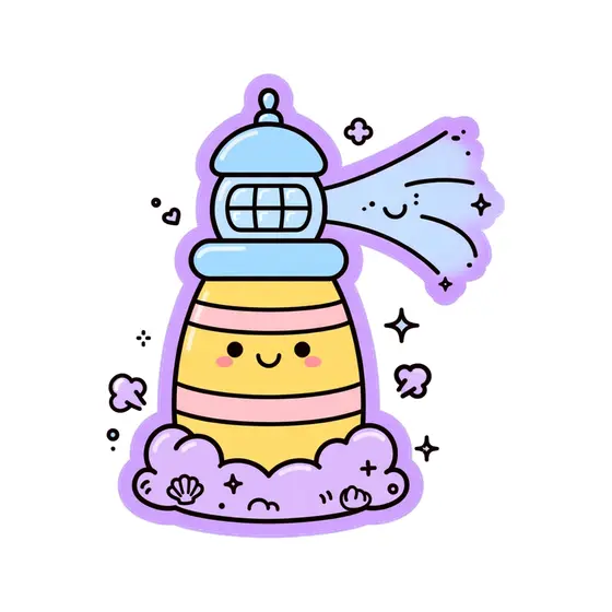 Kawaii Lighthouse With Yellow Stripes