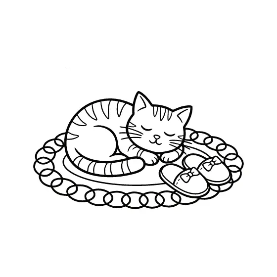 Sleeping Tabby Cat With Bow Slippers