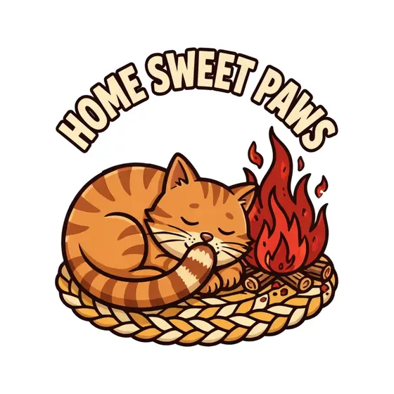 Sleeping Tabby Cat By Fire