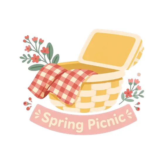 Pink Banner Picnic Basket With Berries
