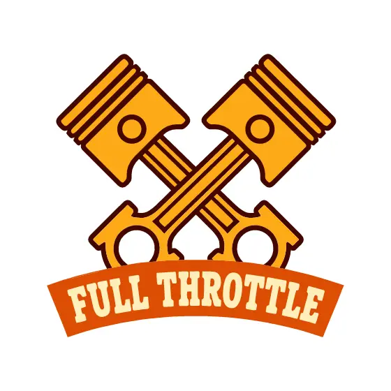 Crossed Pistons With Full Throttle Banner