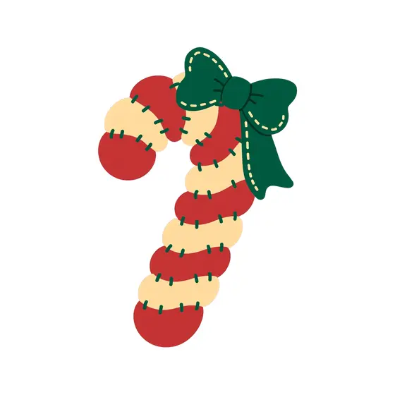 Red and Cream Candy Cane With Green Bow