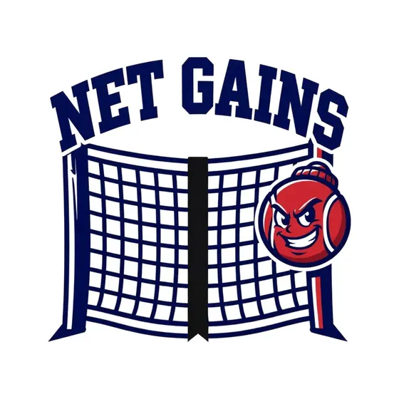 Navy Red Tennis Net With Grinning Ball