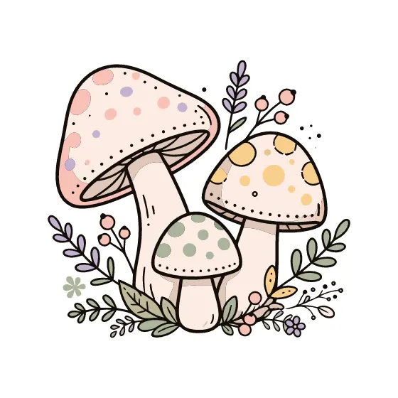 Pink And Sage Spotted Mushroom Trio