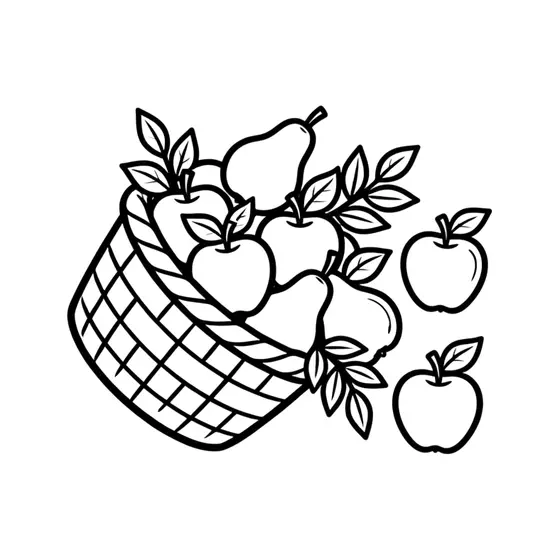 Tipped Basket With Fruit and Loose Apples