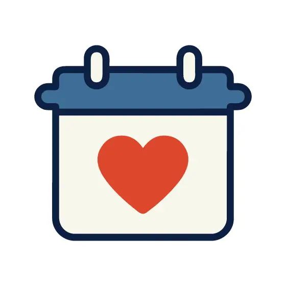 Heart Calendar Icon With Tabs