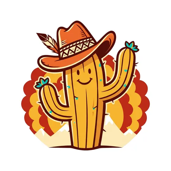 Smiling Yellow Cactus With Feather Hat