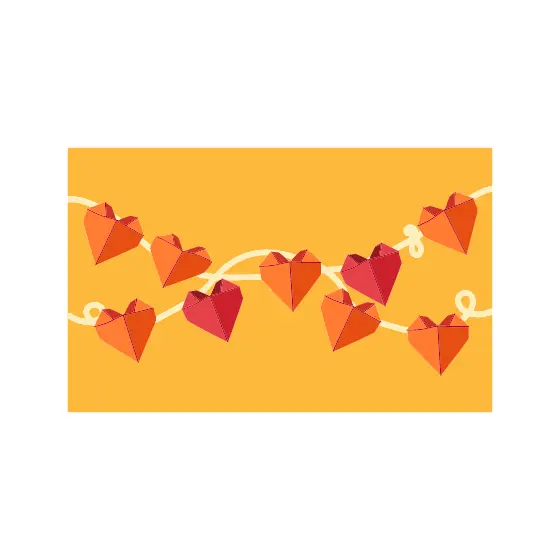Orange Paper Heart Garland