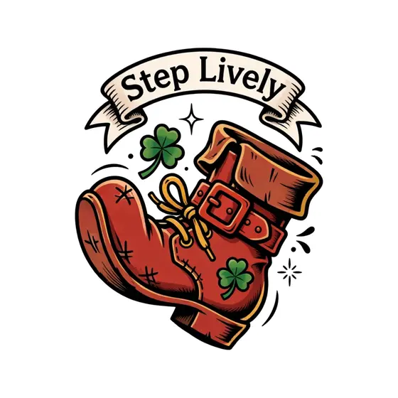 Red Boot Mid-Kick Under Banner