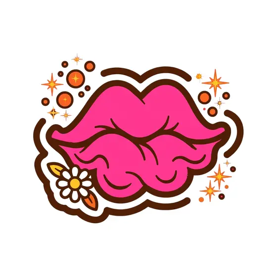 Hot Pink Lips With Orange Sparkles