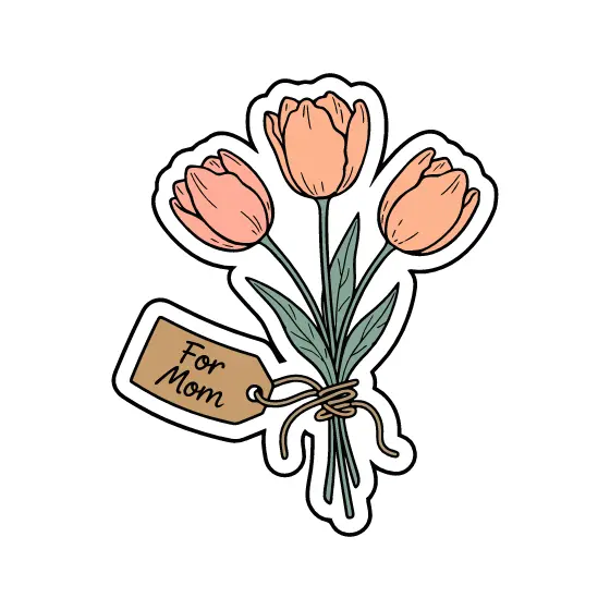 Peach Tulip Bouquet With Kraft Tag