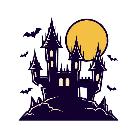 Gothic Castle Silhouette With Bats