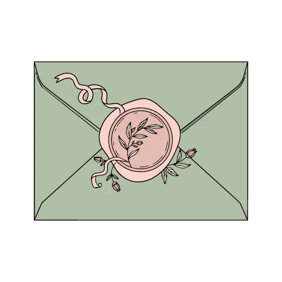 Wax Seal with Ribbon Loop and Buds