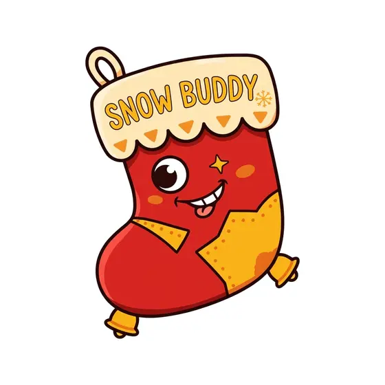 Grinning Stocking Snow Buddy With Gold Trim