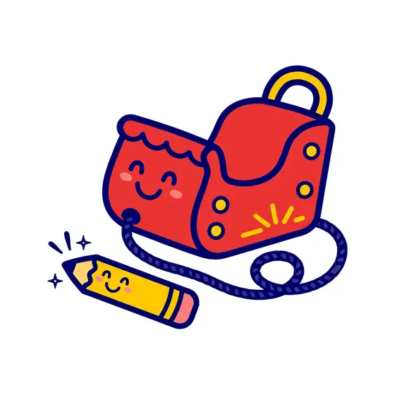 Red Satchel With Pencil Friend
